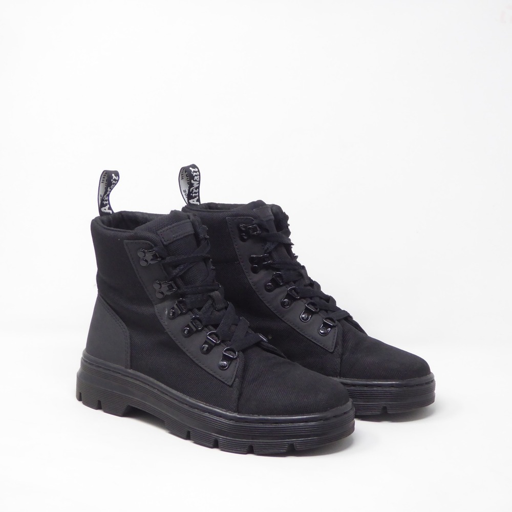 Dr. Martens Womens Combs W Boots Black Canvas Lace Up Ankle Boots Size 8